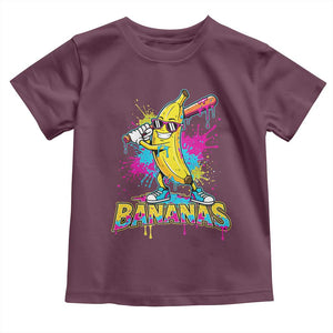 Funny Bananas Baseball Drip Ice Cream Sports Splatter Toddler T Shirt TS11 Maroon Print Your Wear