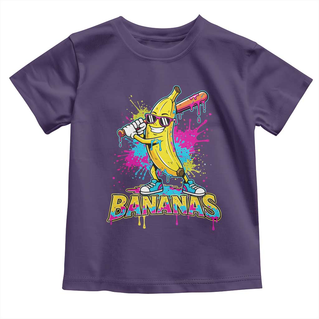 Funny Bananas Baseball Drip Ice Cream Sports Splatter Toddler T Shirt TS11 Purple Print Your Wear