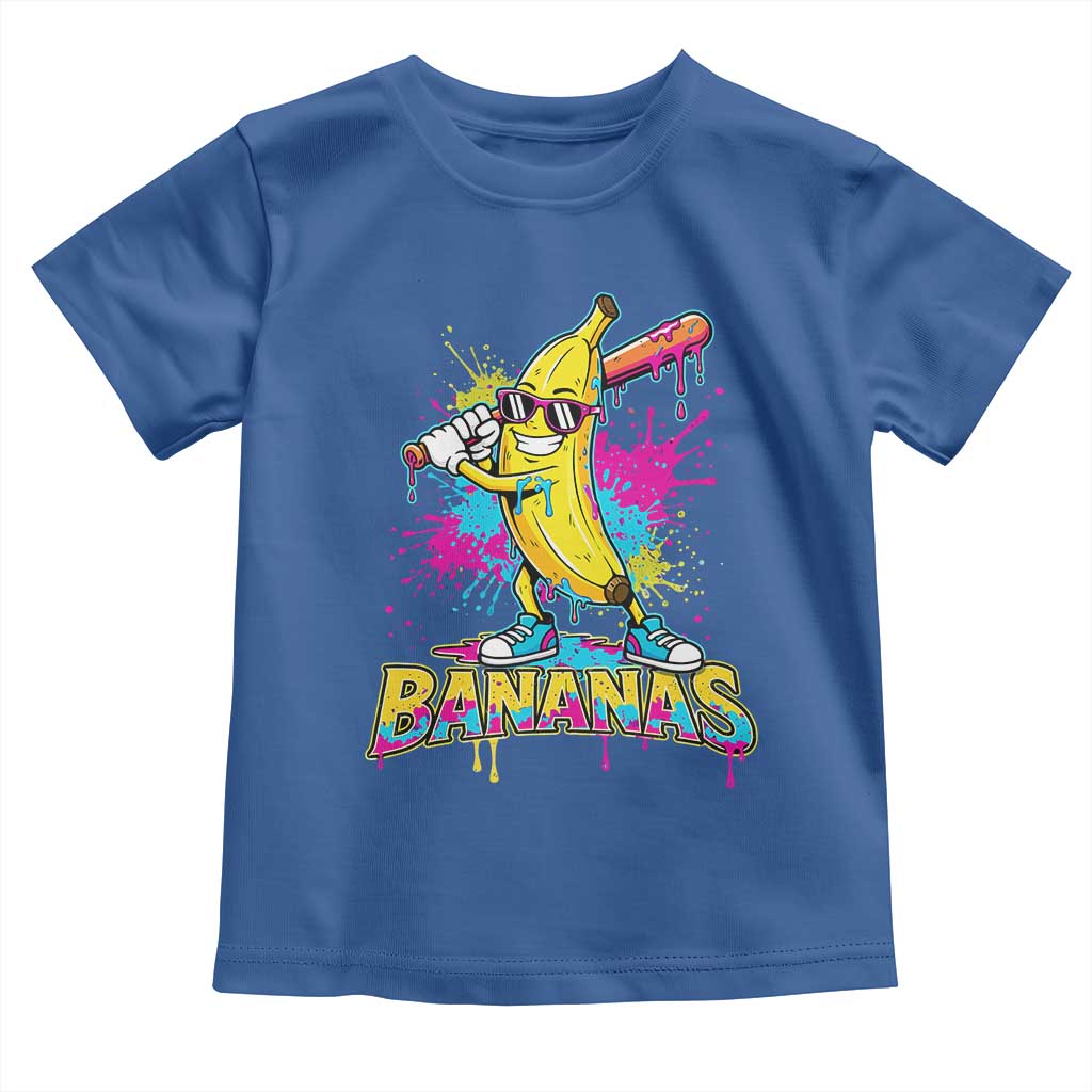 Funny Bananas Baseball Drip Ice Cream Sports Splatter Toddler T Shirt TS11 Royal Blue Print Your Wear