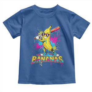 Funny Bananas Baseball Drip Ice Cream Sports Splatter Toddler T Shirt TS11 Royal Blue Print Your Wear