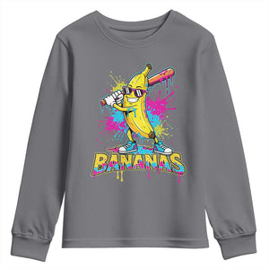 Funny Bananas Baseball Drip Ice Cream Sports Splatter Youth Sweatshirt TS11 Charcoal Print Your Wear