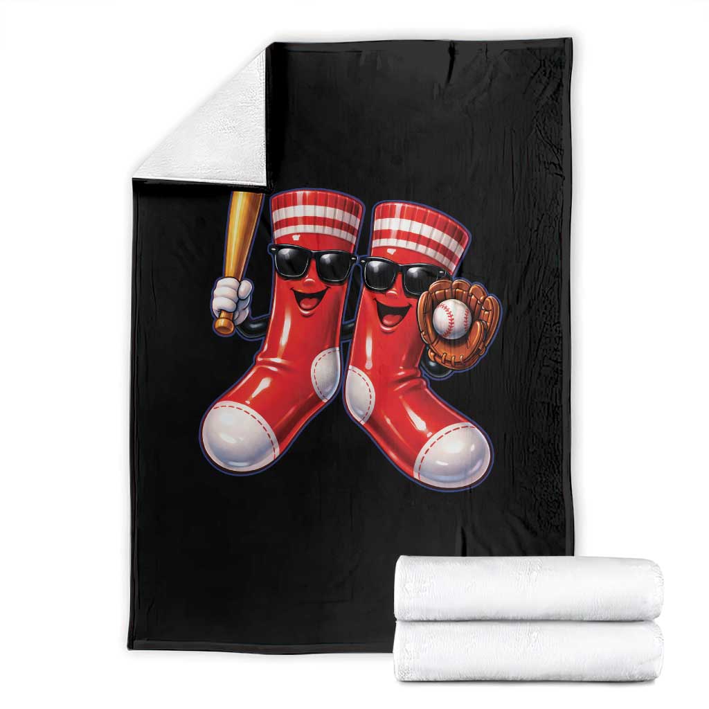 Funny Red Socks Playing Baseball Graphic Sport Game Day Throw Blanket TS11 Black Print Your Wear