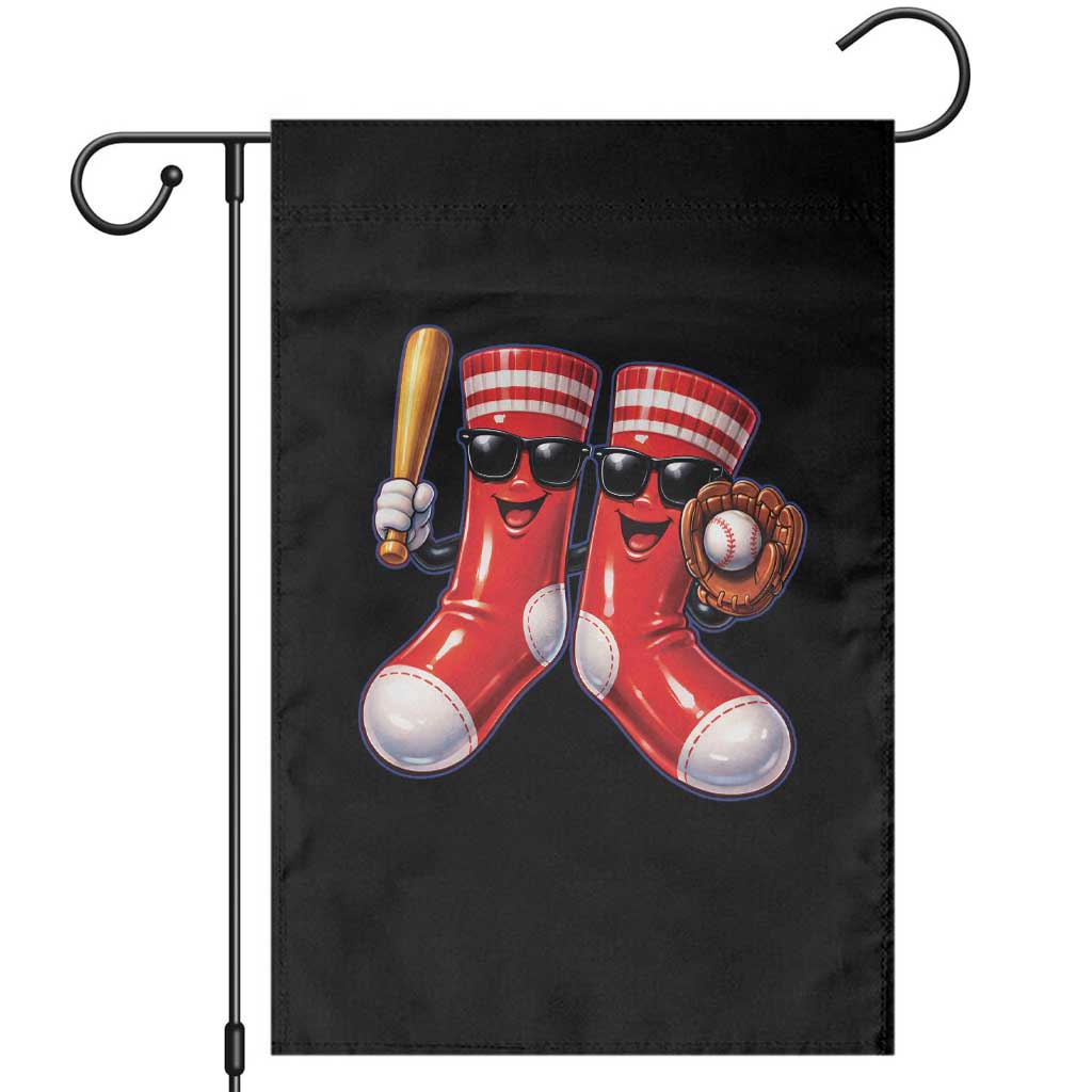 Funny Red Socks Playing Baseball Graphic Sport Game Day Garden Flag TS11 Black Print Your Wear