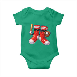 Funny Red Socks Playing Baseball Graphic Sport Game Day Baby Onesie TS11 Irish Green Print Your Wear