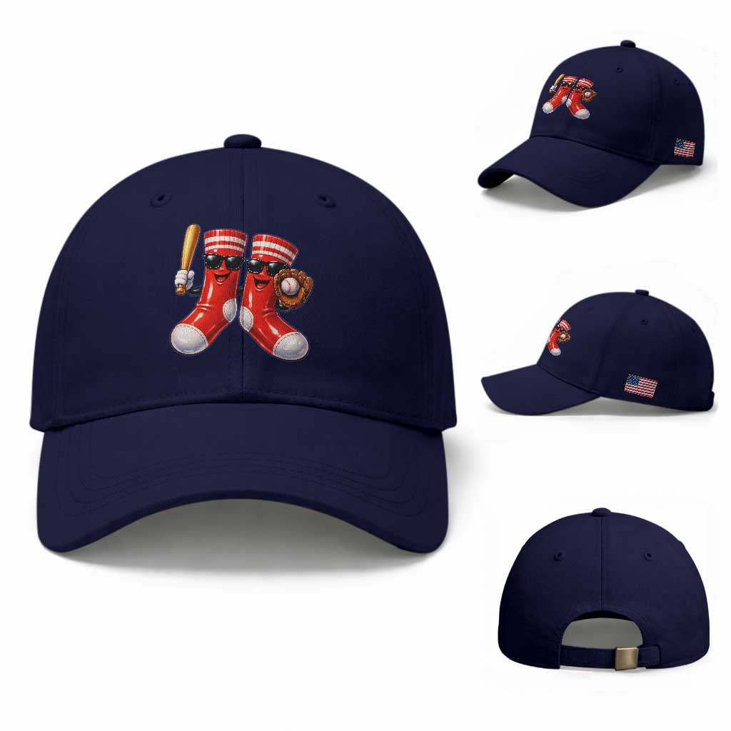 Funny Red Socks Playing Baseball Graphic Sport Game Day Baseball Cap