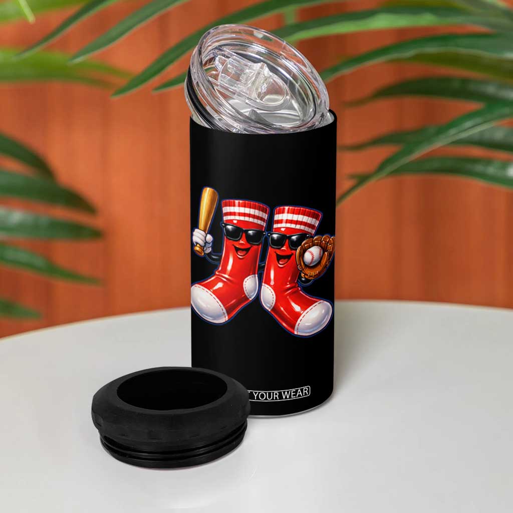 Funny Red Socks Playing Baseball Graphic Sport Game Day 4 in 1 Can Cooler Tumbler TS11 Print Your Wear