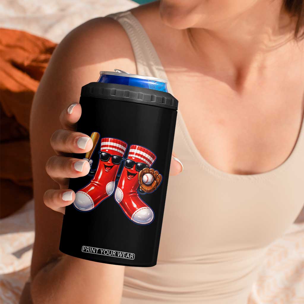 Funny Red Socks Playing Baseball Graphic Sport Game Day 4 in 1 Can Cooler Tumbler TS11 Print Your Wear