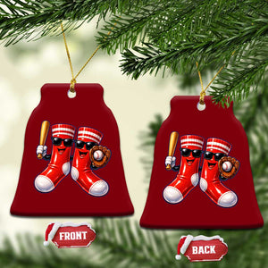 Funny Red Socks Playing Baseball Graphic Sport Game Day Ceramic Ornament TS11 Print Your Wear