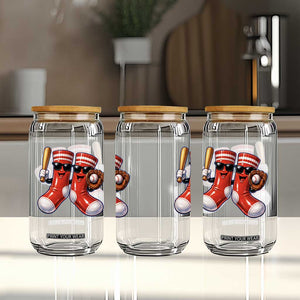 Funny Red Socks Playing Baseball Graphic Sport Game Day Glass Can - TS11 Print Your Wear