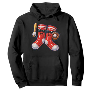 Funny Red Socks Playing Baseball Graphic Sport Game Day Hoodie TS11 Black Print Your Wear