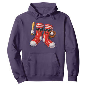 Funny Red Socks Playing Baseball Graphic Sport Game Day Hoodie TS11 Purple Print Your Wear