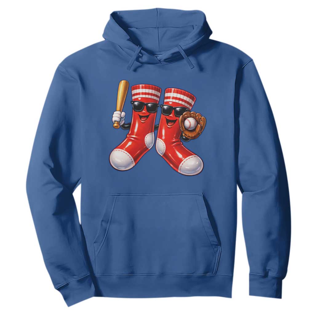 Funny Red Socks Playing Baseball Graphic Sport Game Day Hoodie TS11 Royal Blue Print Your Wear