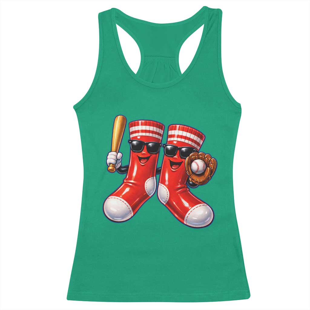 Funny Red Socks Playing Baseball Graphic Sport Game Day Racerback Tank Top TS11 Irish Green Print Your Wear