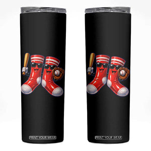 Funny Red Socks Playing Baseball Graphic Sport Game Day Skinny Tumbler TS11 Black Print Your Wear