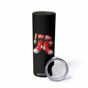 Funny Red Socks Playing Baseball Graphic Sport Game Day Skinny Tumbler TS11 Print Your Wear