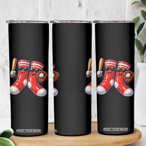 Funny Red Socks Playing Baseball Graphic Sport Game Day Skinny Tumbler TS11 Print Your Wear