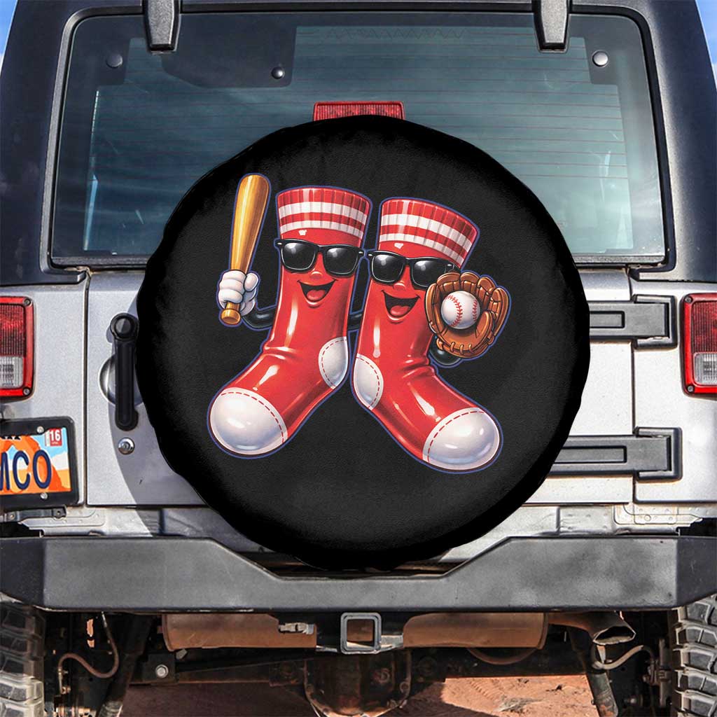 Funny Red Socks Playing Baseball Graphic Sport Game Day Spare Tire Cover TS11 No hole Black Print Your Wear