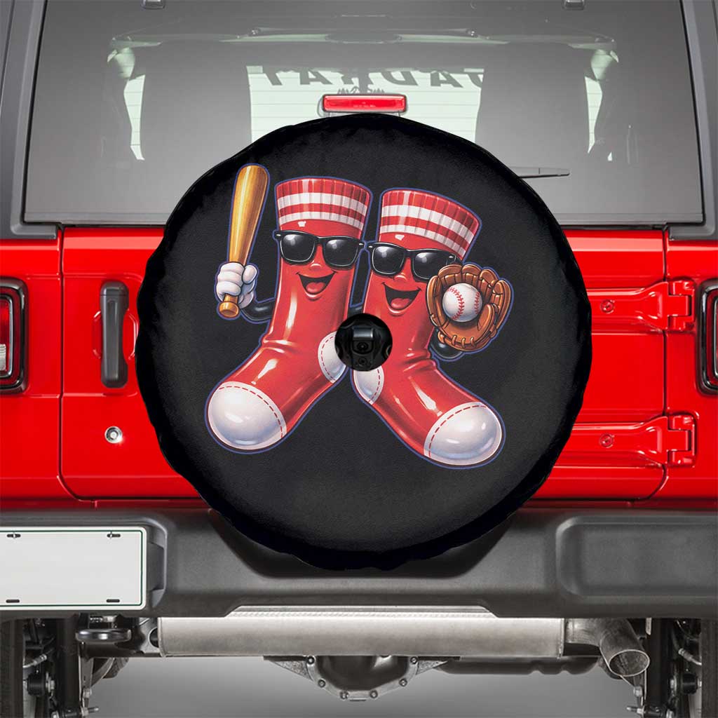 Funny Red Socks Playing Baseball Graphic Sport Game Day Spare Tire Cover TS11 Black Print Your Wear