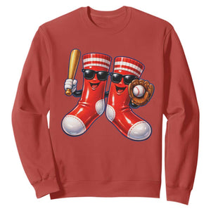 Funny Red Socks Playing Baseball Graphic Sport Game Day Sweatshirt TS11 Red Print Your Wear