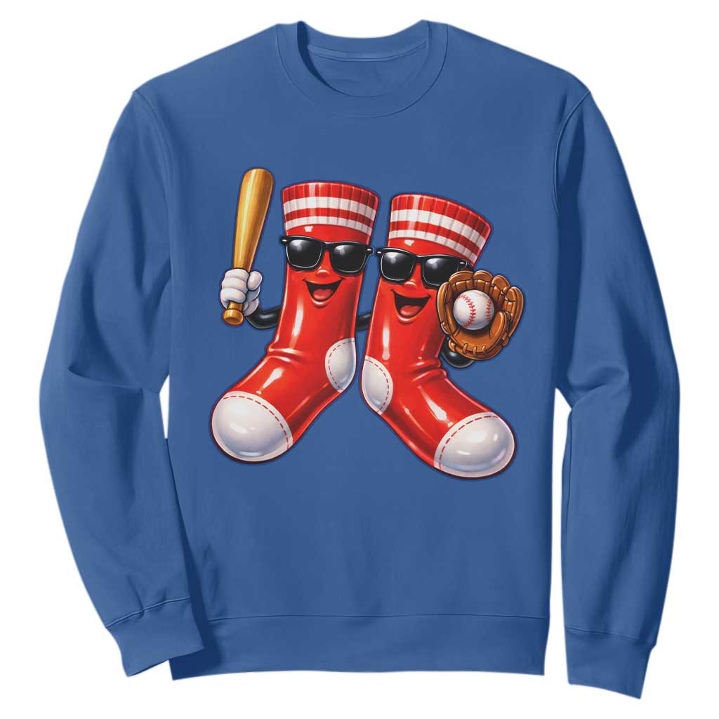 Funny Red Socks Playing Baseball Graphic Sport Game Day Sweatshirt TS11 Royal Blue Print Your Wear