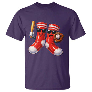 Funny Red Socks Playing Baseball Graphic Sport Game Day T Shirt TS11 Purple Print Your Wear