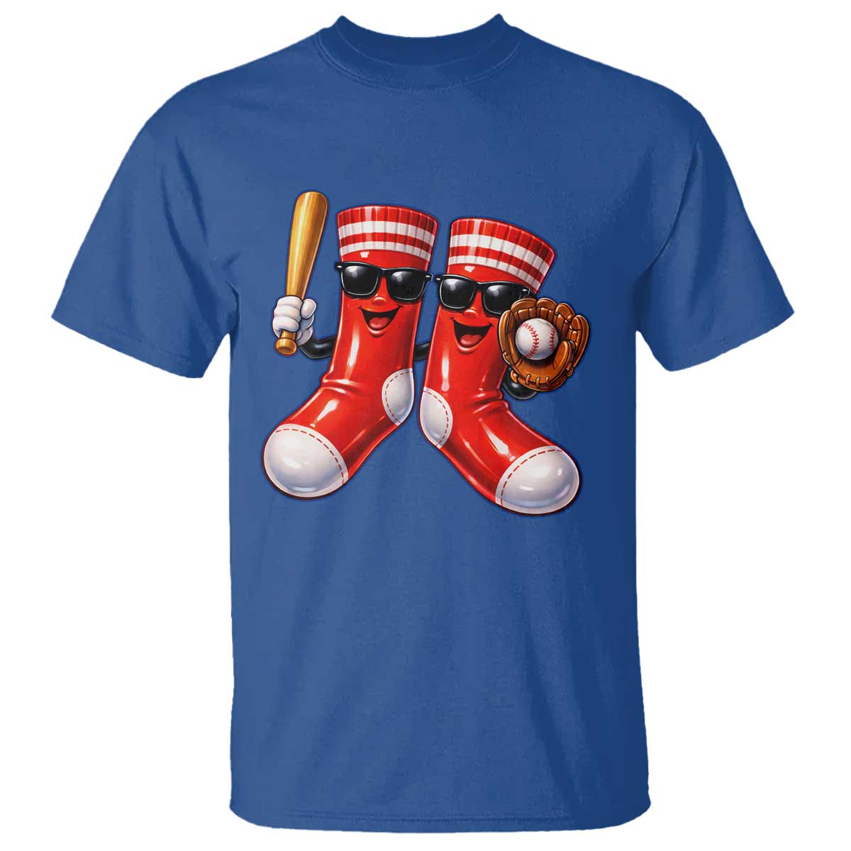 Funny Red Socks Playing Baseball Graphic Sport Game Day T Shirt TS11 Royal Blue Print Your Wear