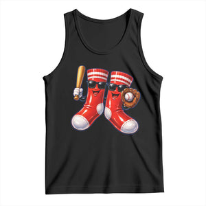 Funny Red Socks Playing Baseball Graphic Sport Game Day Tank Top TS11 Black Print Your Wear