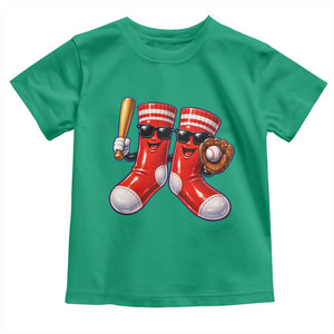 Funny Red Socks Playing Baseball Graphic Sport Game Day Toddler T Shirt TS11 Irish Green Print Your Wear