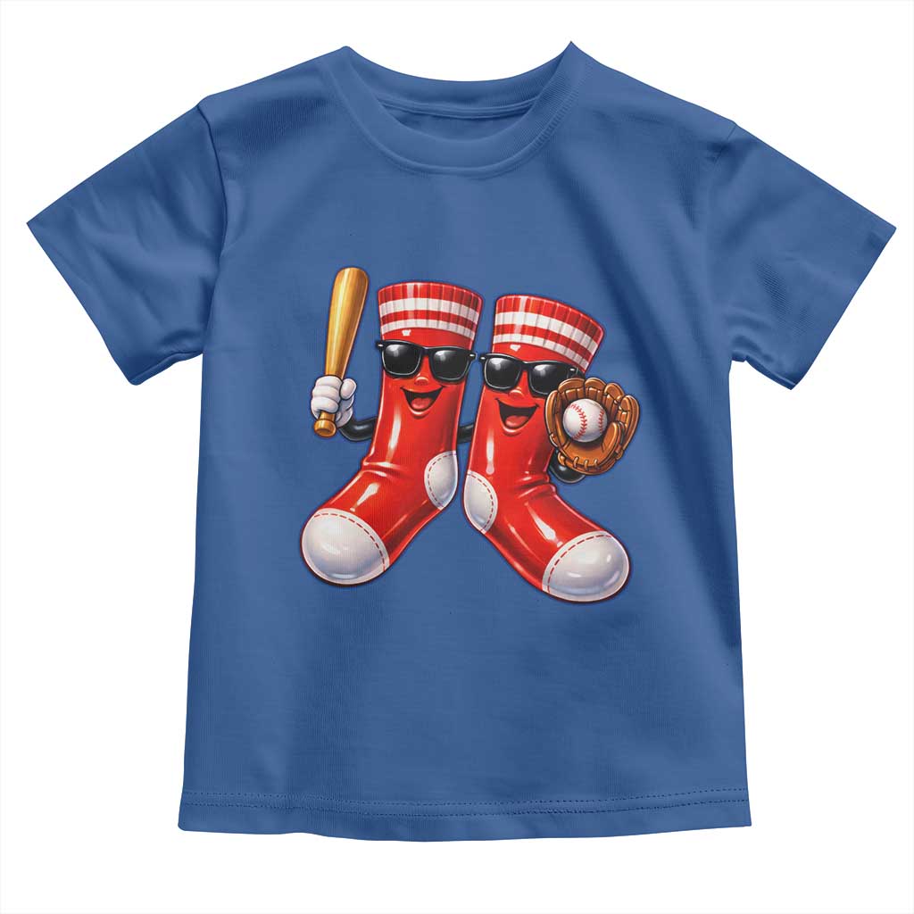 Funny Red Socks Playing Baseball Graphic Sport Game Day Toddler T Shirt TS11 Royal Blue Print Your Wear