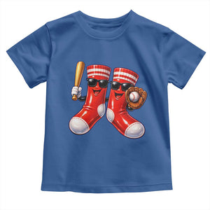 Funny Red Socks Playing Baseball Graphic Sport Game Day Toddler T Shirt TS11 Royal Blue Print Your Wear