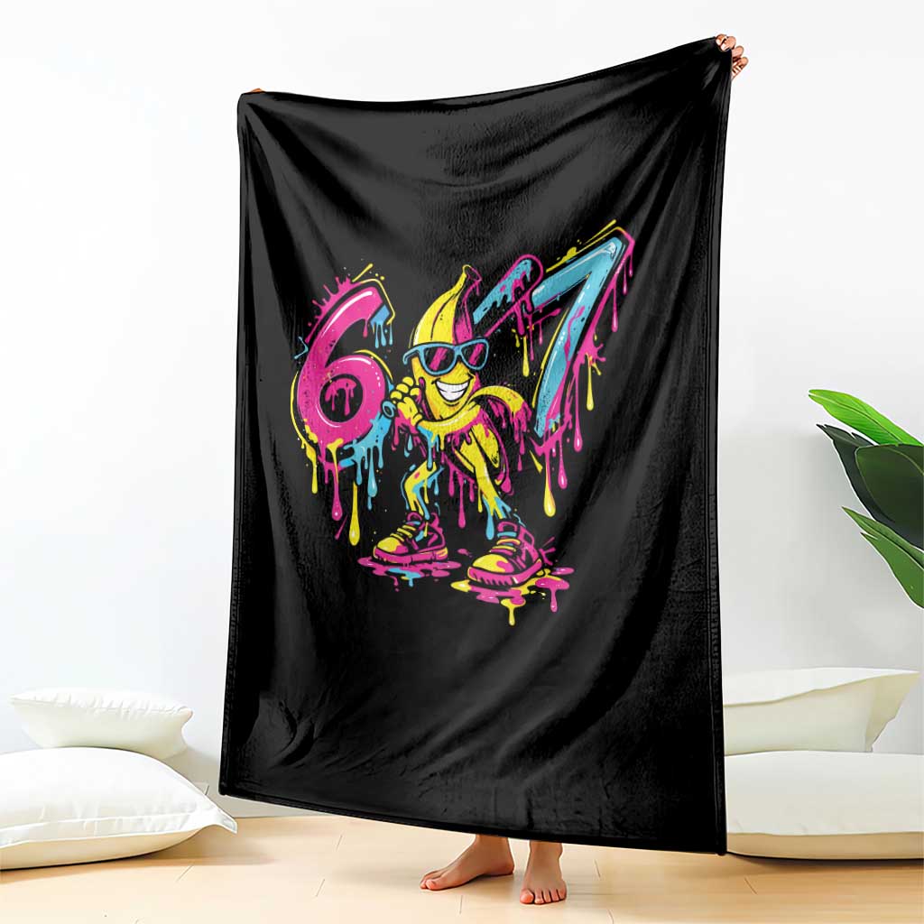 Funny 67 Banana Baseball Drip Ice Cream Six Seven Meme Throw Blanket TS11 Print Your Wear