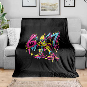 Funny 67 Banana Baseball Drip Ice Cream Six Seven Meme Throw Blanket TS11 Print Your Wear