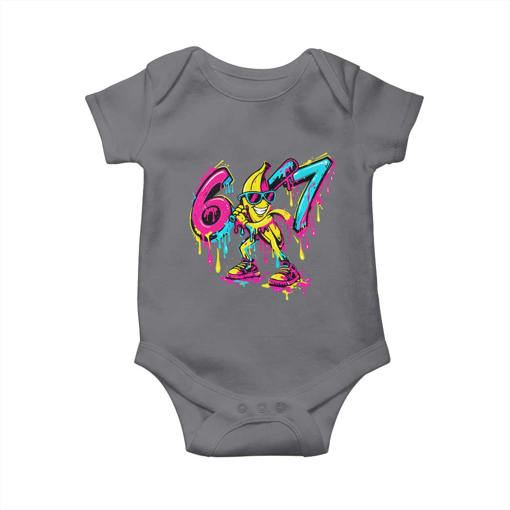 Funny 67 Banana Baseball Drip Ice Cream Six Seven Meme Baby Onesie TS11 Charcoal Print Your Wear
