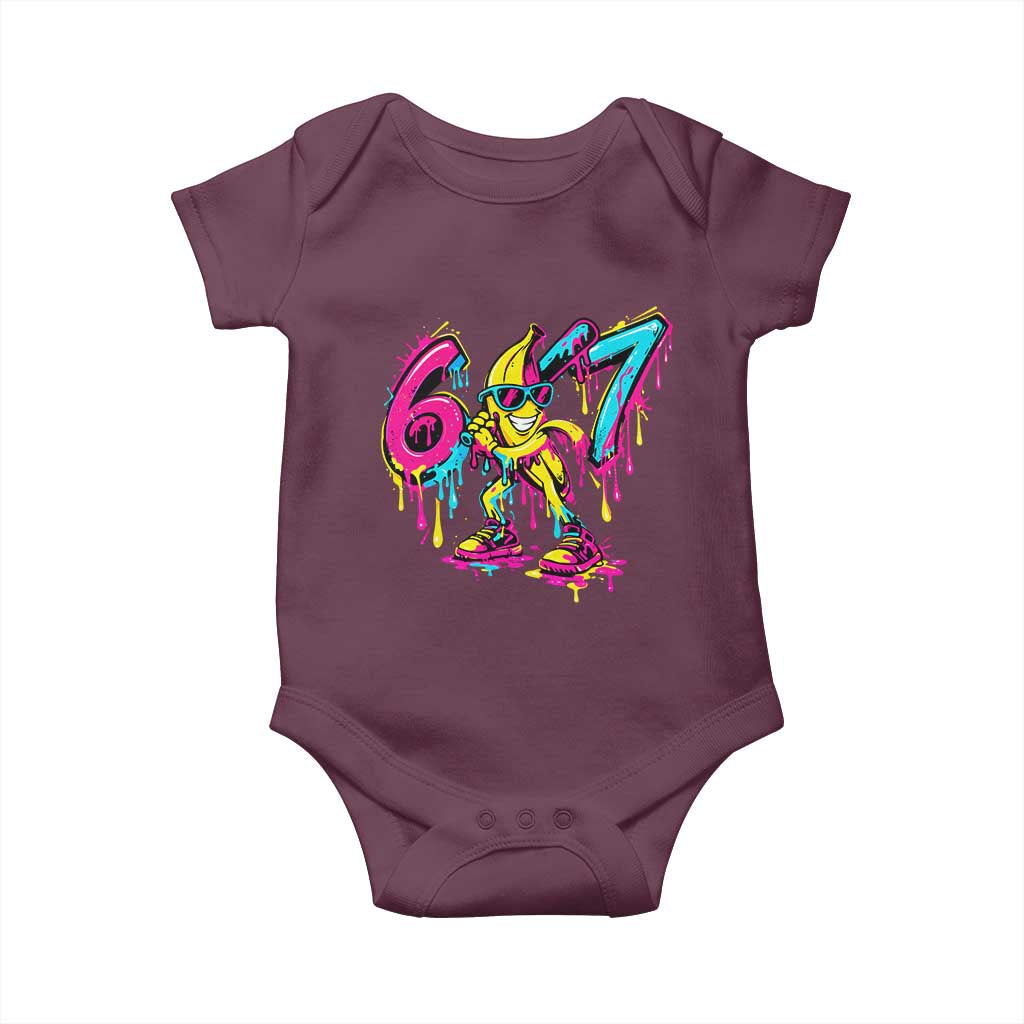 Funny 67 Banana Baseball Drip Ice Cream Six Seven Meme Baby Onesie TS11 Maroon Print Your Wear