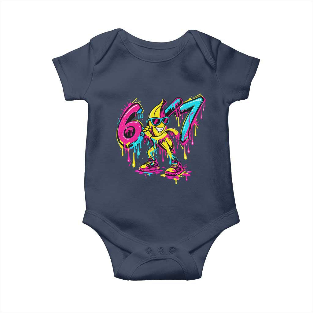 Funny 67 Banana Baseball Drip Ice Cream Six Seven Meme Baby Onesie TS11 Navy Print Your Wear