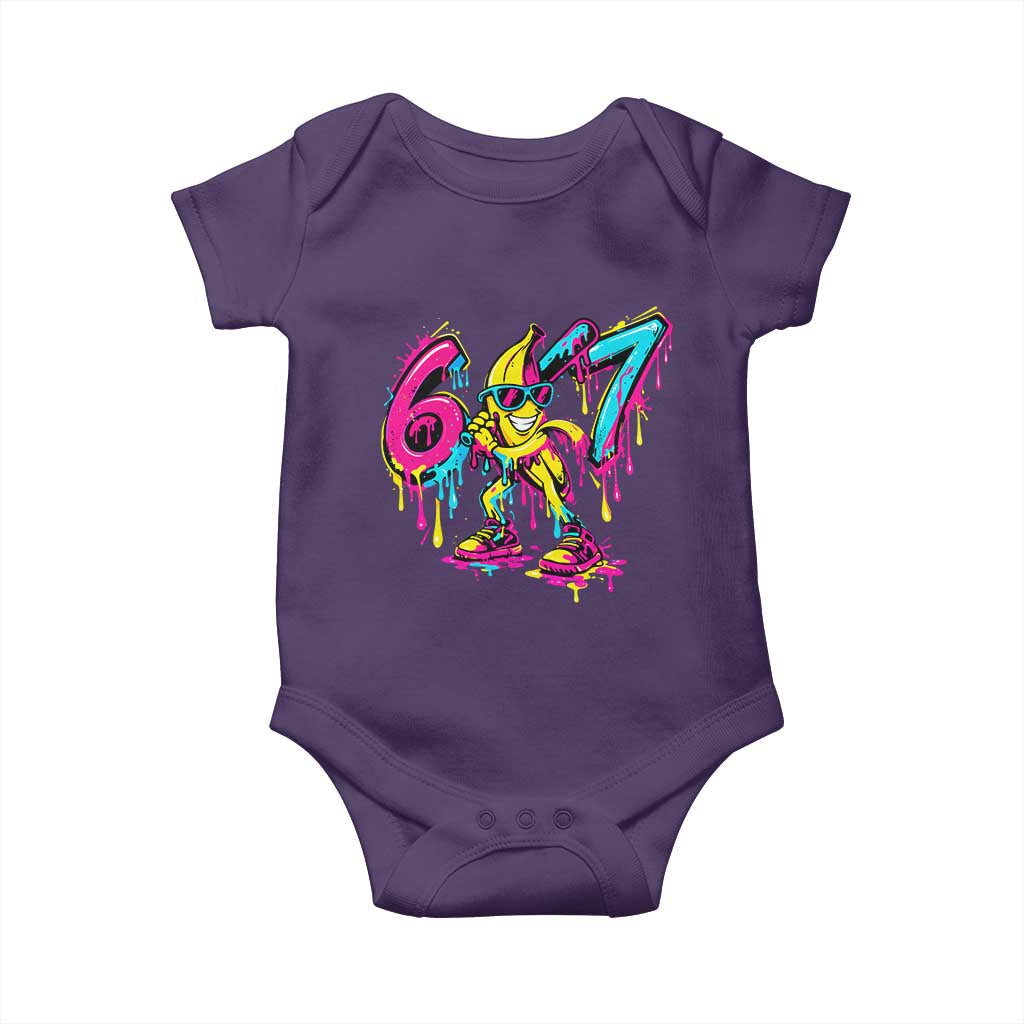Funny 67 Banana Baseball Drip Ice Cream Six Seven Meme Baby Onesie TS11 Purple Print Your Wear