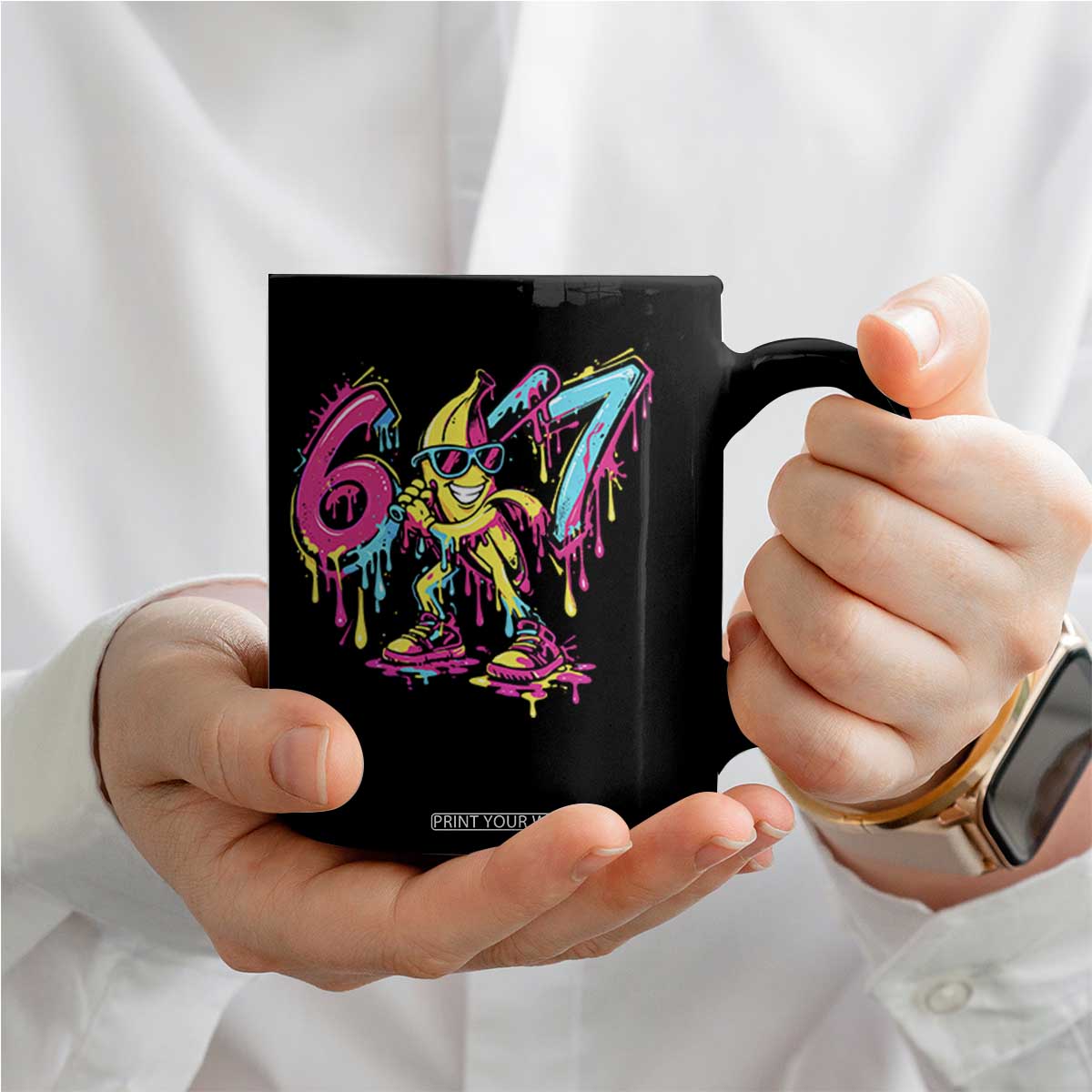 Funny 67 Banana Baseball Drip Ice Cream Six Seven Meme Coffee Mug TS11 Print Your Wear