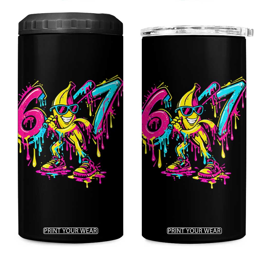 Funny 67 Banana Baseball Drip Ice Cream Six Seven Meme 4 in 1 Can Cooler Tumbler TS11 One Size: 16 oz Black Print Your Wear