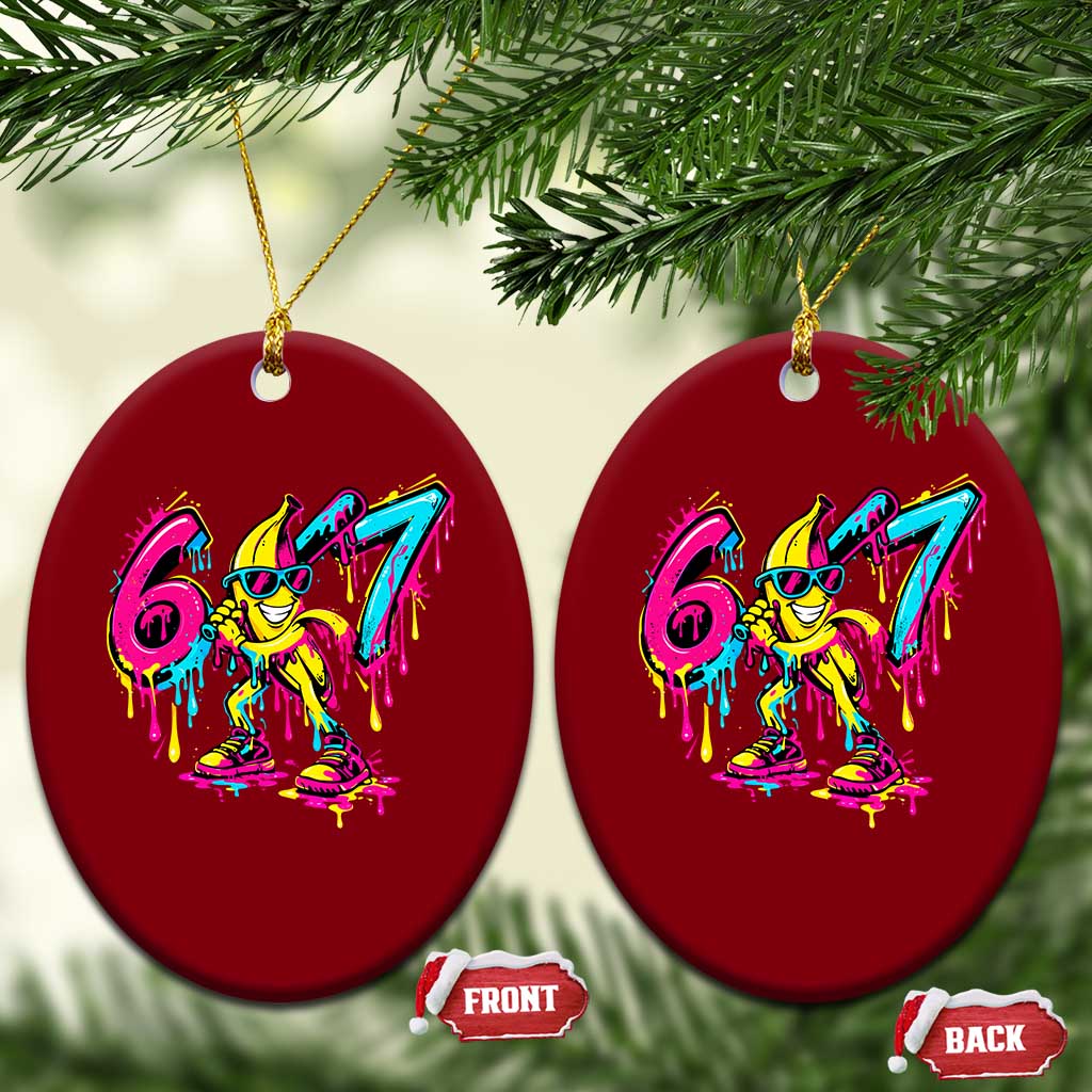 Funny 67 Banana Baseball Drip Ice Cream Six Seven Meme Ceramic Ornament TS11 Print Your Wear