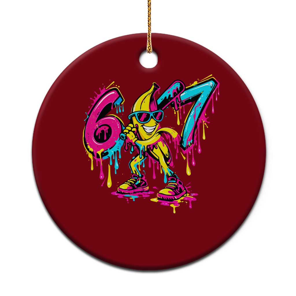 Funny 67 Banana Baseball Drip Ice Cream Six Seven Meme Ceramic Ornament TS11 1pc Red Print Your Wear
