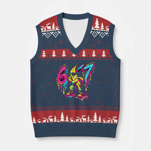 Funny 67 Banana Baseball Drip Ice Cream Six Seven Meme V-Neck Knit Sweater Vest TS11 Navy Red Print Your Wear