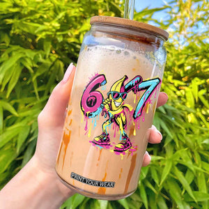 Funny 67 Banana Baseball Drip Ice Cream Six Seven Meme Glass Can TS11 Black Print Your Wear
