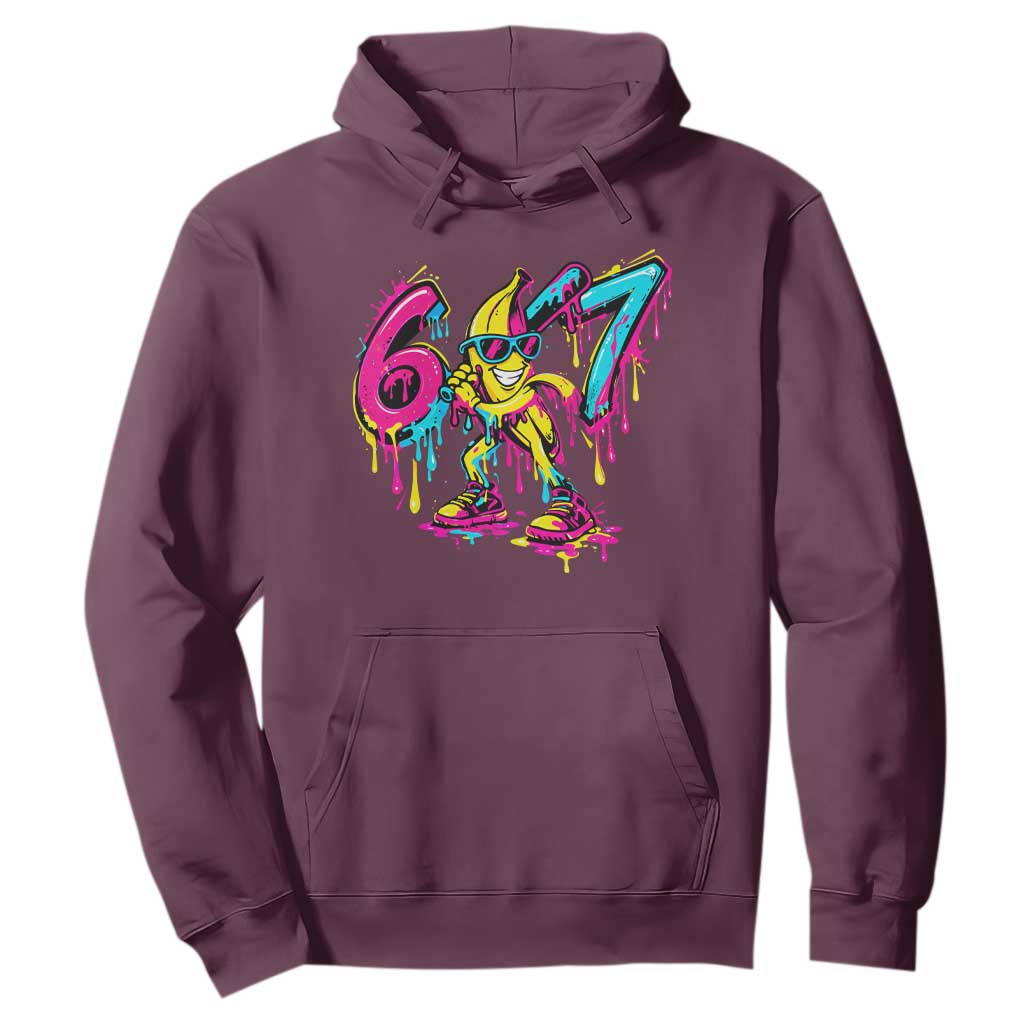 Funny 67 Banana Baseball Drip Ice Cream Six Seven Meme Hoodie TS11 Maroon Print Your Wear