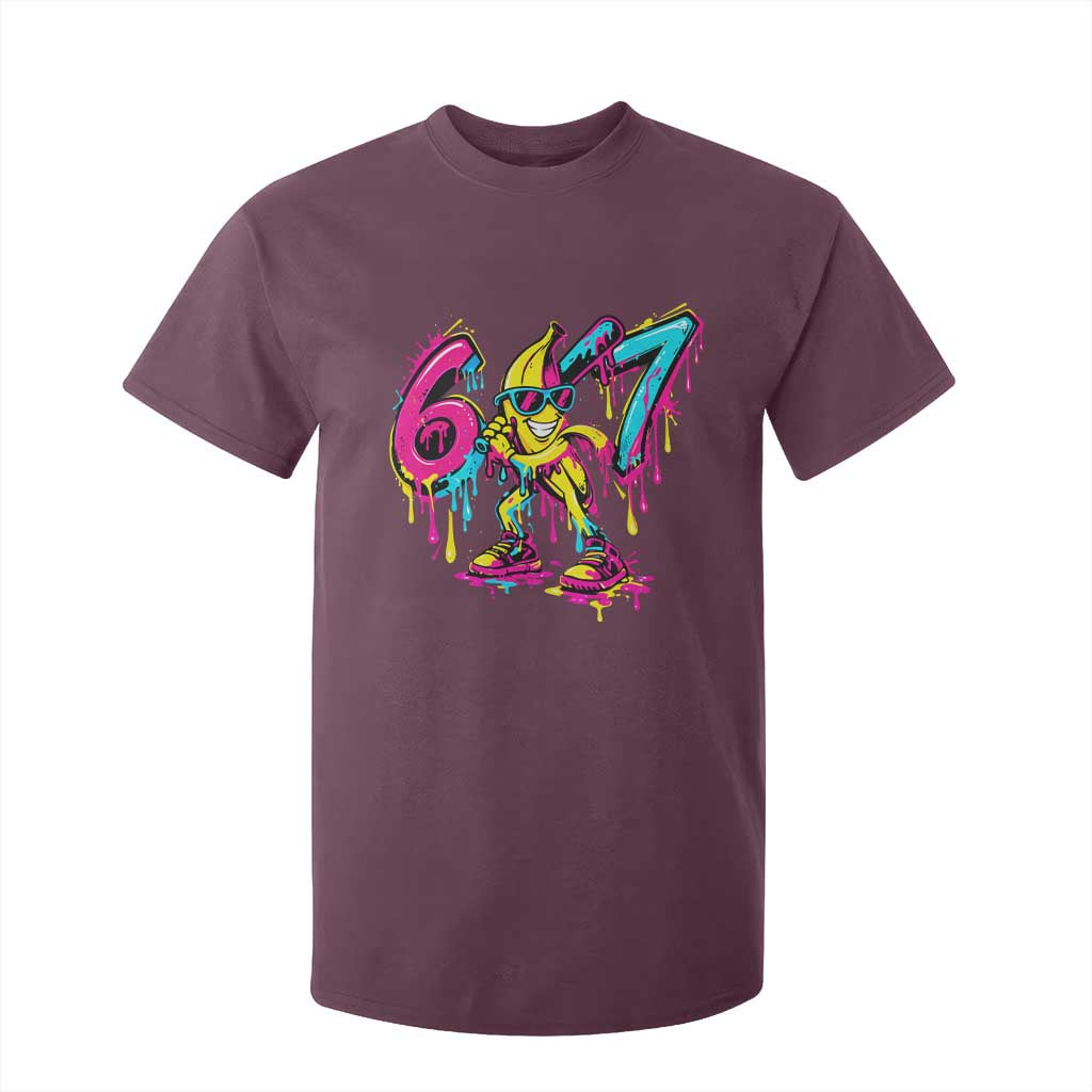 Funny 67 Banana Baseball Drip Ice Cream Six Seven Meme T Shirt For Kid TS11 Maroon Print Your Wear