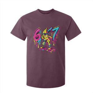 Funny 67 Banana Baseball Drip Ice Cream Six Seven Meme T Shirt For Kid TS11 Maroon Print Your Wear