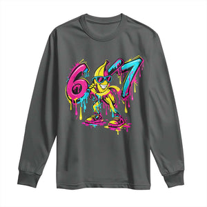 Funny 67 Banana Baseball Drip Ice Cream Six Seven Meme Long Sleeve Shirt TS11 Dark Heather Print Your Wear
