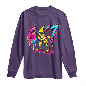 Funny 67 Banana Baseball Drip Ice Cream Six Seven Meme Long Sleeve Shirt TS11 Purple Print Your Wear
