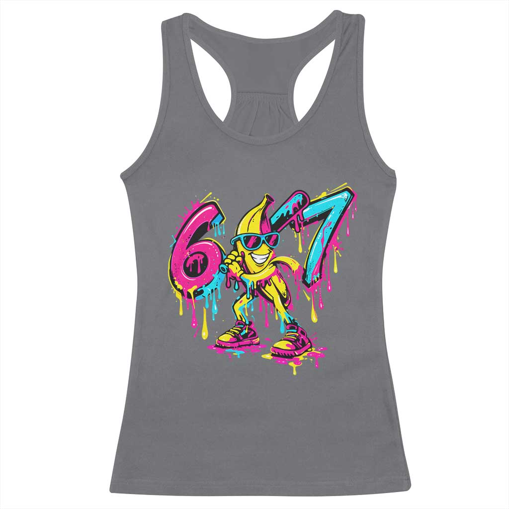 Funny 67 Banana Baseball Drip Ice Cream Six Seven Meme Racerback Tank Top TS11 Charcoal Print Your Wear
