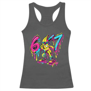Funny 67 Banana Baseball Drip Ice Cream Six Seven Meme Racerback Tank Top TS11 Dark Heather Print Your Wear
