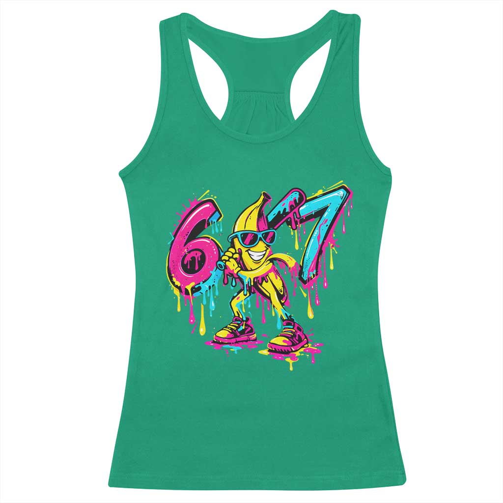 Funny 67 Banana Baseball Drip Ice Cream Six Seven Meme Racerback Tank Top TS11 Irish Green Print Your Wear